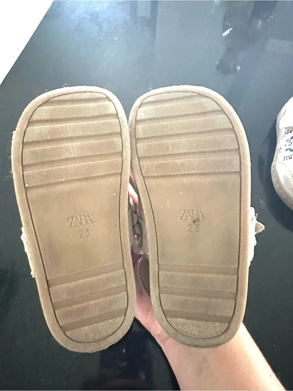 ZARA Kids Tan Suede Flower Strap Sandals
